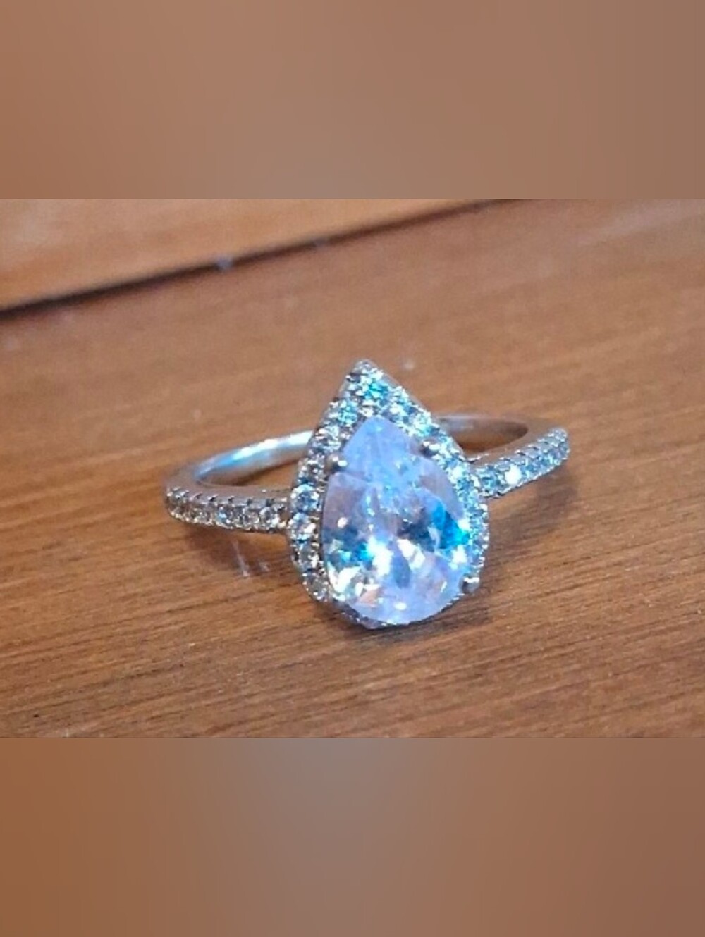 $8 Each Or Bundle 5/$20 Pear Shaped Sterling Silver White Teardrop Halo Ring
